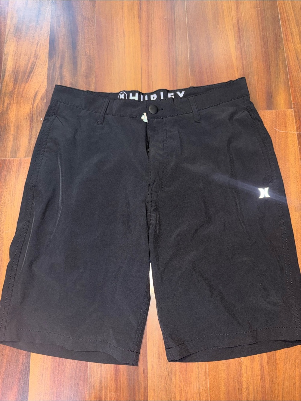Hurley Men's Black Athletic Shorts with Reflective Logo